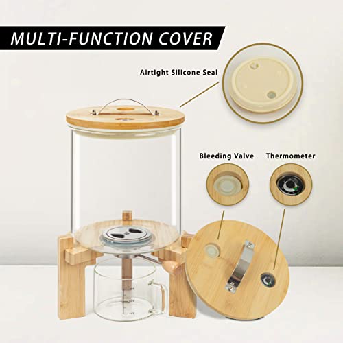 L'épicéa Glass Rice Dispenser With Bamboo Stand, Large Airtight Rice Storage Container, Cereal/Grain/Coffee Bean/Dry Food Dispenser Countertop, Rice Holder, Rice Bin5L/8L #TOP5