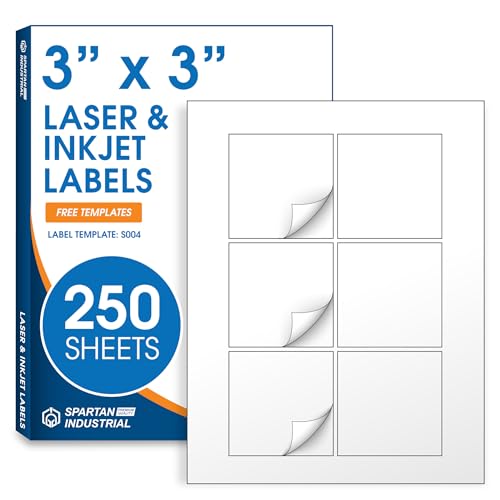 3" X 3" Matte White Printable Square Labels (250 Sheets, 1500 Stickers)
