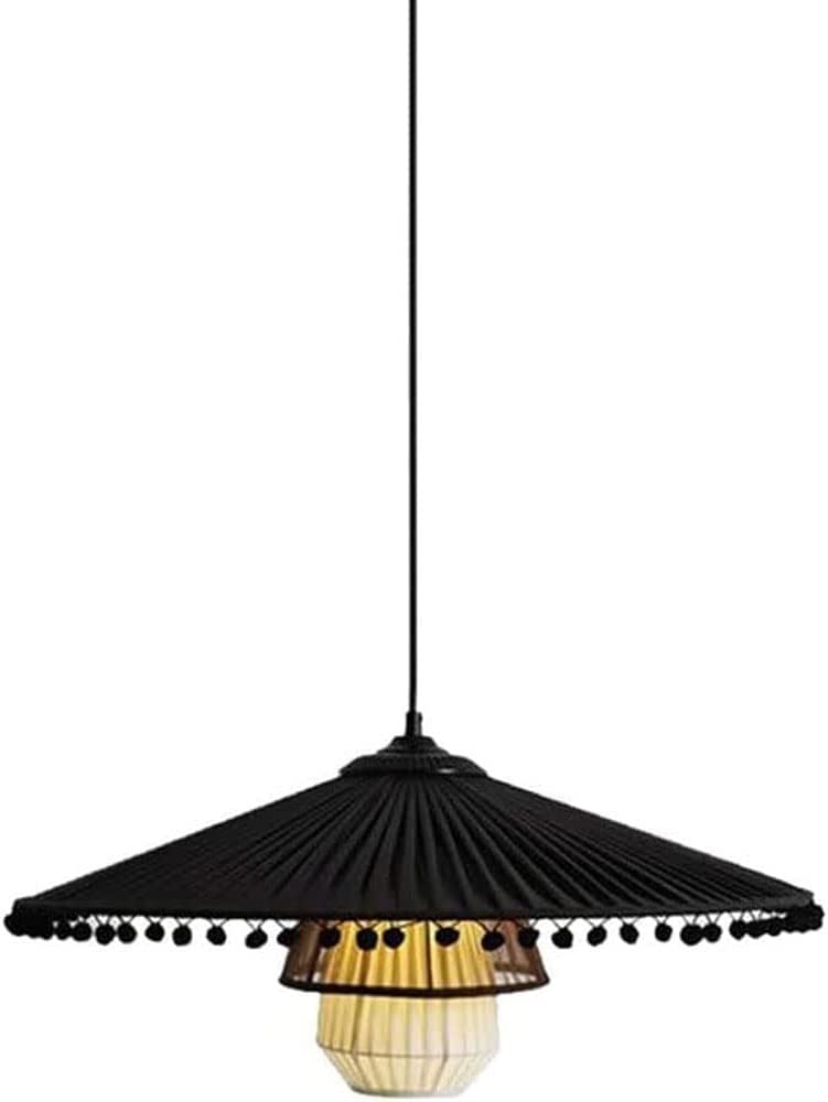 Modern Pendelleuchte Schirmform Pendelleuchte Kreativer Stoff Lampenschirm Hängelampe Chinesischer Stil E27 Deckenleuchte for Schlafzimmer Badezimmer Flur Wohnzimmer Teestube Kronleuchter(Zwart)