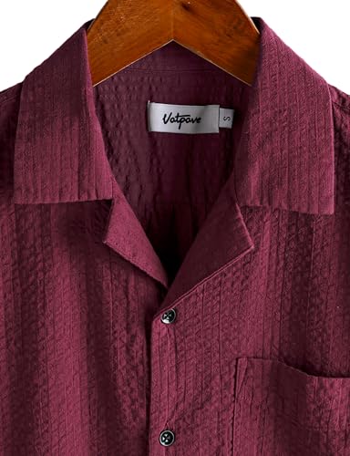 Image of VATPAVE Mens Striped Summer Shirt Casual Button Down Short Sleeve Beach Shirts Cotton Shirts for Men