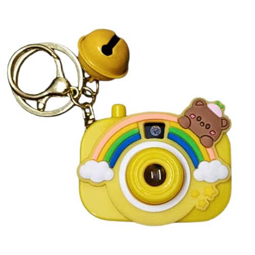 Image of Mini Projector Camera Toy with Bell, Plastic Multicolor Design, Light Projection Feature, Cartoon Keychain for Kids