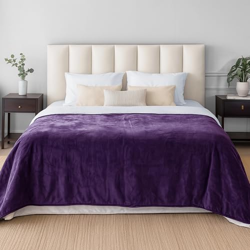 Dreamzie - wasserdichte Decke 152x203 cm - Hundedecke Sofa und Bett - Reversible Decke Wasserdicht aus Sherpa-Fleece – Waschbar – Violett
