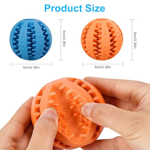 Futterball für Hunde, Hundespielzeug Ball, Hundeball mit Zahnpflege, Snackball Hund, Hunde Interaktive Bälle, Hundebälle aus Gummi, Leckerli Ball, Kauspielzeug Intelligenz, Snackball, Ø 6cm, 2 Stück