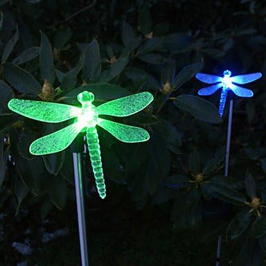Set of 2 Garden Color Changing Dragonfly Solar Stake Lights