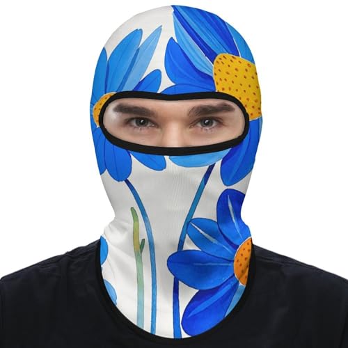 Balaclava para hombre y mujer, máscara para esquí con diseño de flores azules acuarela y margaritas, cubreboca completo para ciclismo miniatura 1