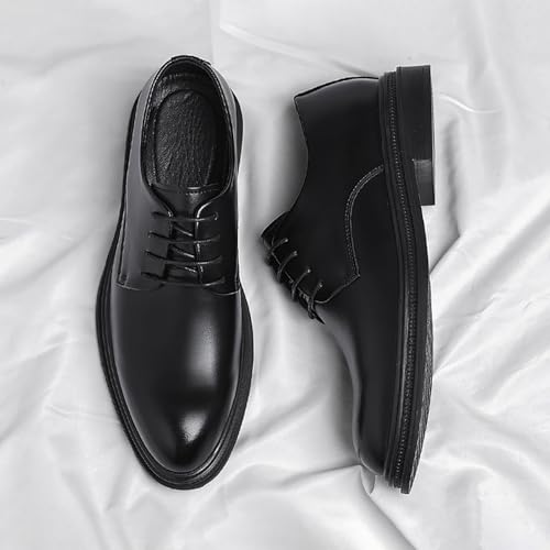 Men's Black Leather Dress Shoes - Lace-Up, Soft & Anti-Slip Rubber Sole, Comfortable Lining for Business, Weddings, and Daily Wear - Ideal for Professionals and Grooms3
