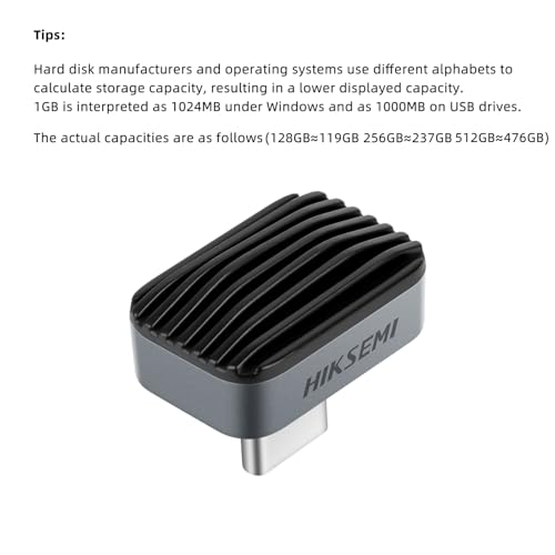 Image of HIKSEMI USB C External SSD Stick 512GB, USB 3.2 Solid State Flash Drive, Speed up to 450MB /s, Mini Type-C USB Stick for iPhone 15 /16 /17, Laptop, MacBook, Android, TV, Car Audio
