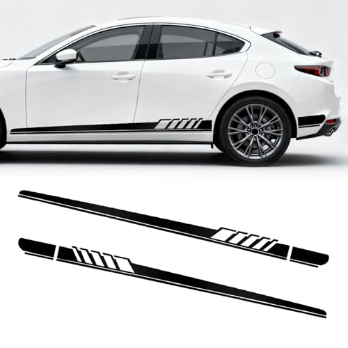 2 Pcs Car Side Skirt Decals Universal Vehicle DIY Decorative Stickers for SUV/Sedan/Truck/Motorcycle Bike Creative Racing Sport Stripes Size 4.52 x 88.58