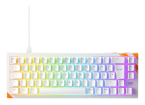 Cherry K5 PRO TMR COMPACT, Kabelgebunden, USB, Mechanischer Switch, QWERTZ, RGB-LED, Orange, Wei?
