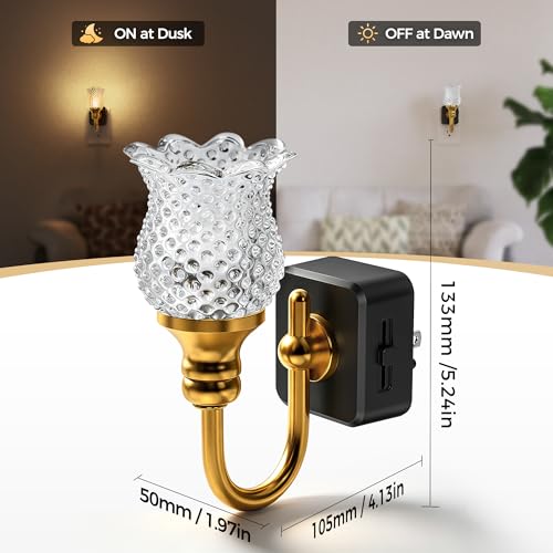 Image of DORESshop LED Night Light,Spot Flower Night Lights Plug into Wall,2 Pack