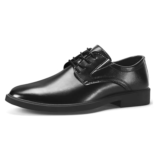 Sapato social masculino formal Oxford slip on Business Derby clássico sapatos de smoking com cadarço, Preto, 41