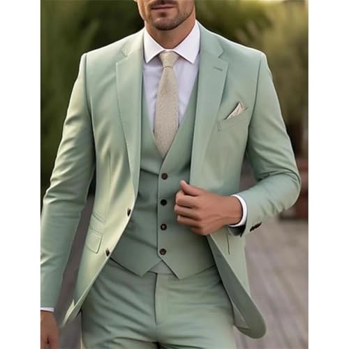 Men Business Casual 3 Piece Blazers Vest Pant Wedding Party Groom Prom Set3