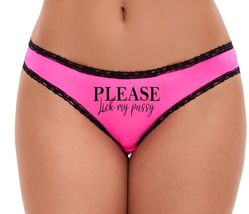 Knaughty Knickers Please Lick My Pussy Eat Me Out Oral Sex Begging For It Pink and Black Bikini Panties Adult Flirty Fun