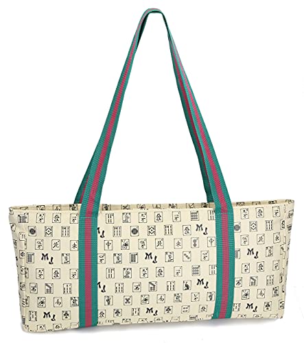 Beige Mahjong Designer Logo Soft Replacement Case, includes two matching wraps and a bonus bag, (Replacement Soft Case Only - tiles, trays, racks and pushers not included)