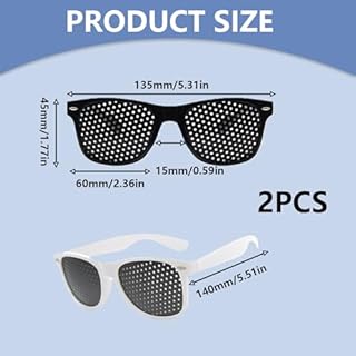 2 Pièces Lunettes Sténopéïques Unisex à Grille Détente, Verres avec Supports Pliables, Sténopé Repos Soleil à Trous Mode Petit Trou pour Réduire la Fatigue (Noir, Blanc)