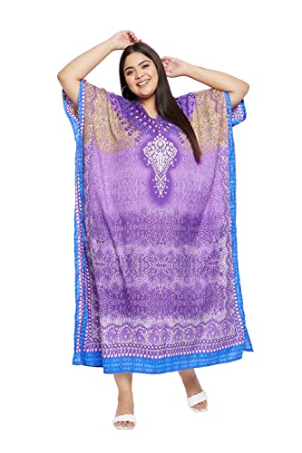 Image of Oussum Women Plus Size Kaftan Kimono Loose Maxi summer dresses for women Beach 3 /4 Sleeve Casual lounge dress Boho