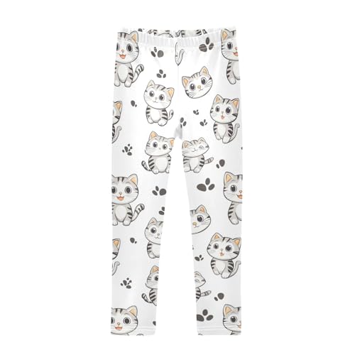 Cute Cartoon Cat Girls Leggings,Workout Leggings for Girls Toddler Athletic Legging Size for 3-10T