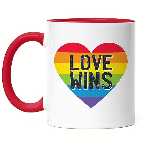 Hey!Print Love Wins Tasse LGBT Lustig Rainbow LGBTQ Pride Queer Homosexuell CSD Pride Week Tasse Rot