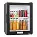 Klarstein Brooklyn Mini Frigo de Chambre, Mini Bar, Refrigerateur Aliments, Boissons, Porte en Verre, Etagères Réglables, Petit Frigo Camping, Voiture, Mini Frigo Cosmetique, Silencieux, 12-15°C, 23L