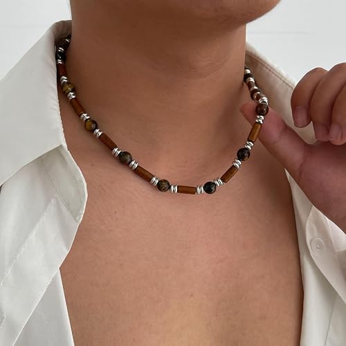 Mens Shark Tooth Necklace Black Beaded Necklace for Men Navajo Pearl Necklaces Birthday Gifts for Dad Husband2