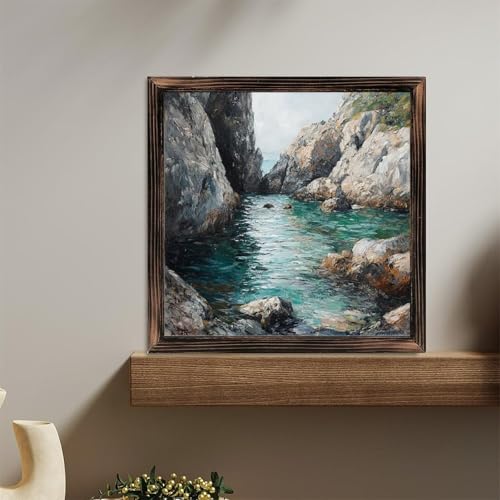 SEMARY Coastal Rocky Inlet Wooden Sign Wall Plaque - Vintage Art Decoration, Wall Decoration for Home Decoration, Living Room, Bathroom, Bedroom, Garden, Dining, Bar, Cafe, Festival Party Deco