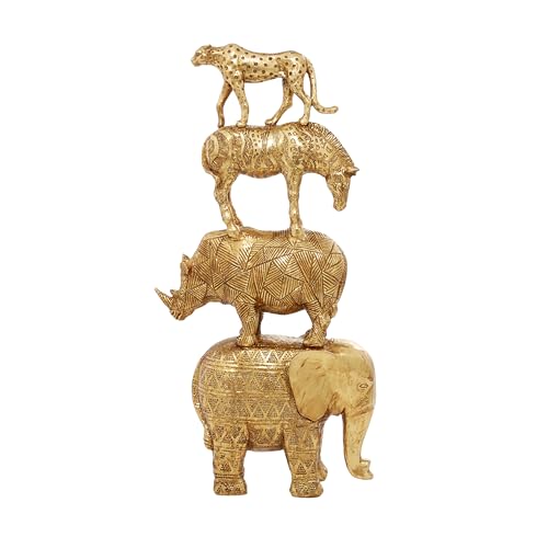 Escultura Decorativa Safari Animales Polystone Dorada 15.3 in miniatura 3