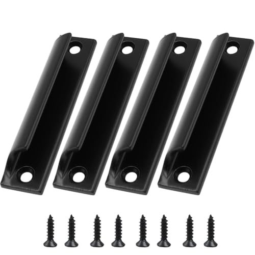 HUZNA 4 Piezas Tiradores para Puerta de Balcón Exterior, Tirador Puerta Corredera, Maneta Puerta de Aluminio,con Inoxidable Tornillos, para Puerta Corredera, Puerta del Balcón, Cajón(Negro)