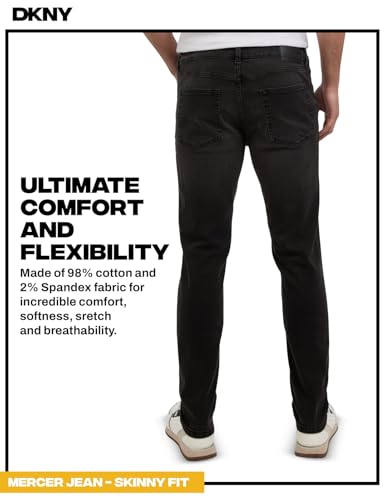 Image of DKNY Mercer Men's Skinny Jeans - Premium Stretch Denim Pants with Classic 5 Pocket Design | Skinny Fit Stretch Jeans for Men