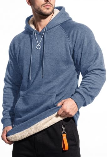 MAGCOMSEN Hoodie Herren Fleecepullover Warm Kapuzenpullover Männer Pullover | Baumwolle Fleece Hoodie,Winter Warm Pullover,Langarm Sweatshirt Herren,Gefüttert Hoody,Fleecepullover