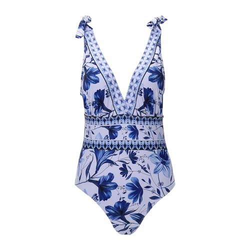 Maillot de bain une pièce bleu à lacets masquant les imperfections - 5