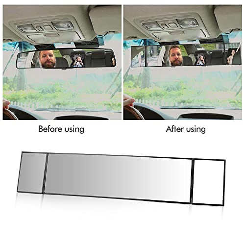 Image of Rear View Mirror, 15-inch Clip on Rearview Mirrors, Wide Angle Curved Rearview Mirror, Interior Blind Spot Mirrors for Car