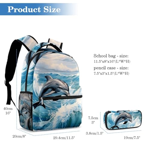 Sac à dos baleine grand volume contre le mal de dos ensemble cartable ado avec trousse - 2
