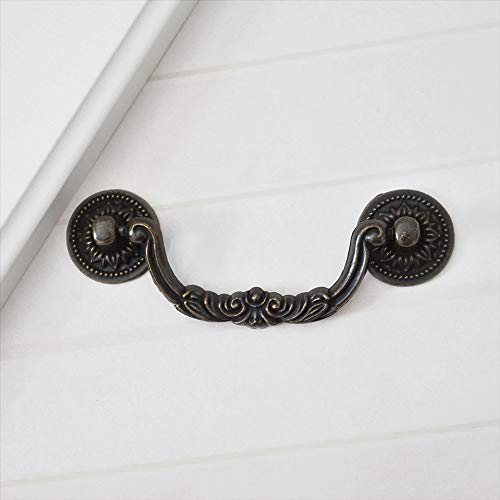 Lbfeel 3.75" 5" Vintage Dresser Drawer Pull Handles Antique Brass Rustic Kitchen Cabinet Handle Pull Drop Bail Decorative 96Mm 128Mm (3.75" 96Mm) #TOP1