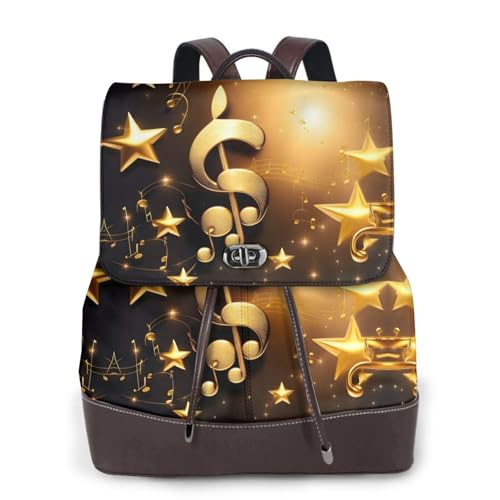 Sac à dos de voyage polyvalent en cuir noir avec imprimé étoile