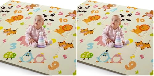 Image of LuvLap Jungle Time Double Sided Water Proof Baby Floor Mat, Multicolor, Reversible Floor mats for Kids, Baby mats for Floor, Crawling Baby, Extra Large Size, 6'5 inch x 4'10 inch (195.5cmx147cm), 0.8cm Thick