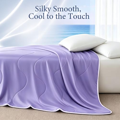 Image of Cooling Comforter for Hot Sleepers, King 106x90, Light Purple | Cooling blanket feel, Q-Max >0.4 cool touch, double-sided cooling, Sorona fill, for night sweats, lightweight & breathable