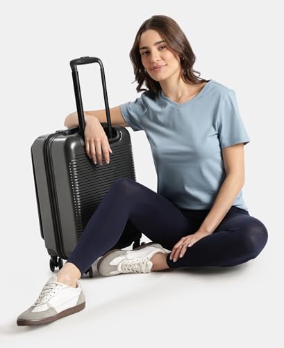 Image of Jockey AW89 Women Super Combed Cotton Rich Fabric Relaxed Fit V-Neck Half Sleeve T-Shirt