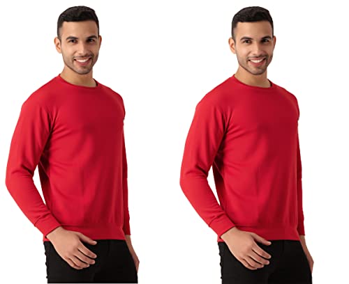 Image of MALENO Men Stylish Full Sleeves Red & Yellow Sweat Shirt