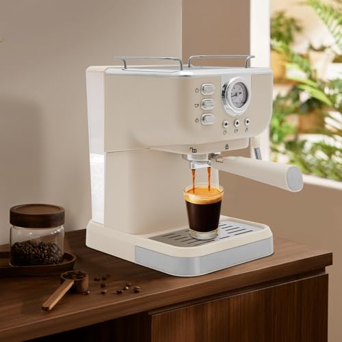OMGGYER 1.5L Siebträger Espressomaschine mit Milchschäumer