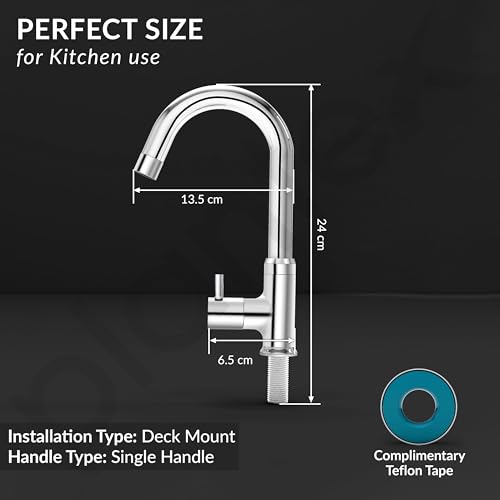 Image of Plantex Pure Brass Pillar Tap for Wash Basin with 360 Swivel Spout for Sink Tap with Water Saving Aerator-7 Year Warranty (ICO-912-Chrome)