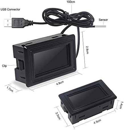 KETOTEK Digital Aquarium Computer Thermometer, USB Car Thermometer Celsius/Fahrenheit LCD Display, Waterproof Sensor Probe Use For Car Computer PC Vivarium Thermometer