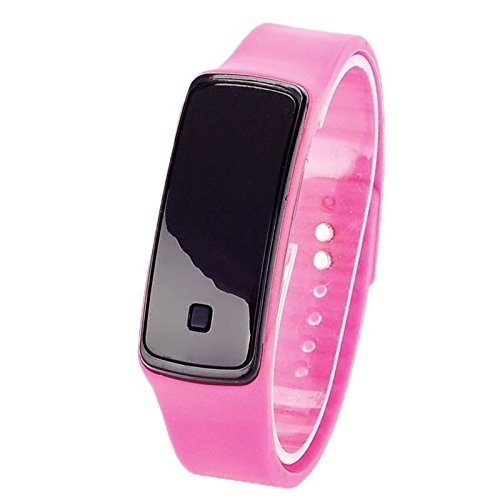 Montre LED Électronique,Walfront Montre-Bracelet en Silicone Bracelet à Poignet 13 Couleurs Montre de Femmes Filles Rectangle Sport Numérique (Rose) Cover