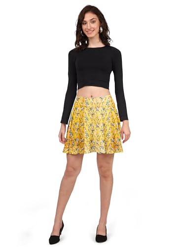 Image of Mehrang Girl's /Women's Classic Stretchy All Time Trendy Skater Skirt with Attached Inner Shorts and Flared Inskirt