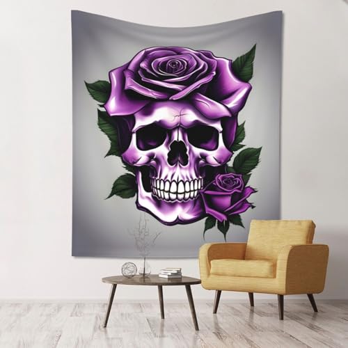 Tapisserie murale pour chambre : créez un cocon cosy avec ce motif tête de mort violet