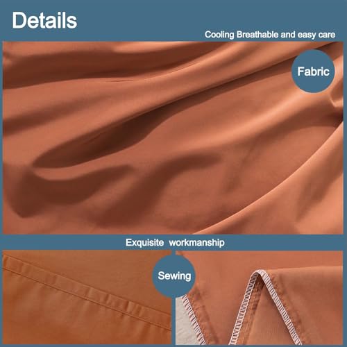 WhatsBedding Body Pillow Cover Cotton Fabric, Long Pillowcase Breathable & Skin-Friendly, Envelope Closure - Rust (20x54 inch)