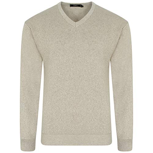 Style Spot (Beige, M Mens V-Neck Stylish Jumper Basic Designed Long Sleeve Sweater V-Neck Collar Formal Casual Office Top Regular Fit