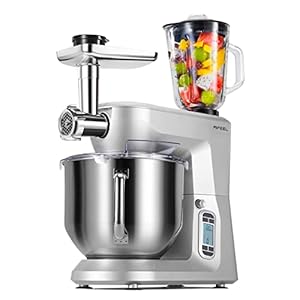 AIFEEL Stand Mixer,9.5 QT LCD Display Electric Kitchen Mixer,Multi-Function Kitchen Noodle Maker with Juice Cup,Dough Hook,Mixing Beater,Whisk, Meat Grinder for Baking