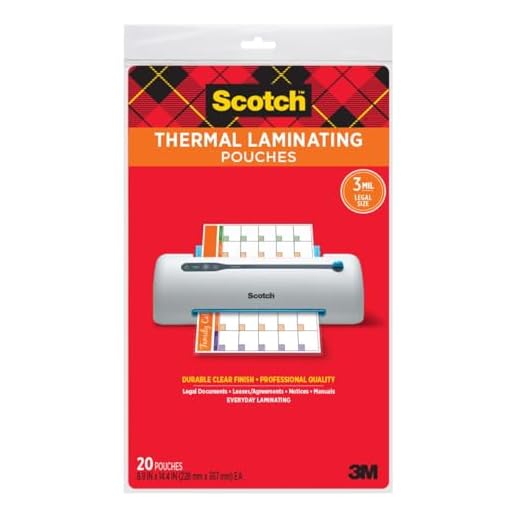 Scotch Brand Thermal Laminating Pouches, 8.9 x 14.4-Inches, Legal Size, 20-Pack (TP3855-20)