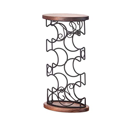 Soporte para 6 botellas de vino de madera y hierro forjado miniatura 1