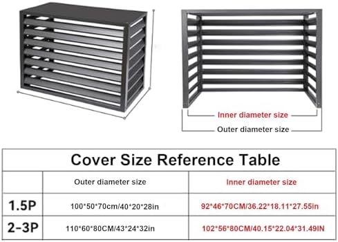 Stylish Weatherproof Aluminum Mini Split AC Cover - Durable Outdoor Heat Pump Protector with Noise Reduction, Flat Design for Shelf & Plant Stand, Functional Accessory